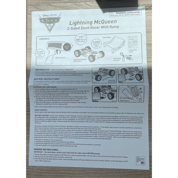 Disney Pixar Cars 3 Red Lightning McQueen 2-Sided RC Stunt Racer & Ramp TRU Excl - Picture 11 of 12